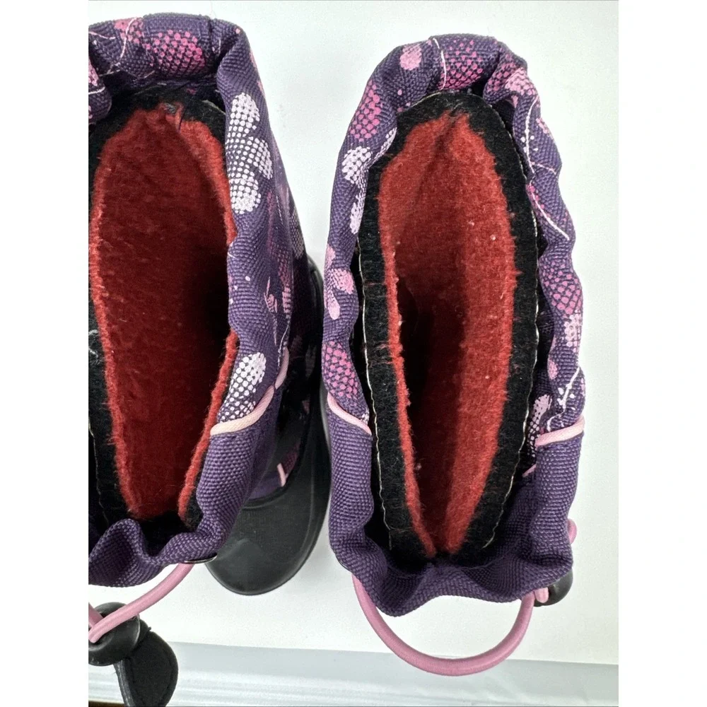 Kamik Snow Boots Winter‎ Boots 10 Purple Pink Floral Print Waterproof Warm Kids